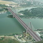 Road Bridge over the Sava River, on lower end of Ada Ciganlija, Belgrade, Serbia